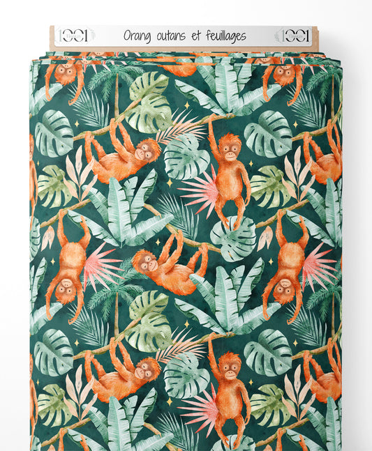 Tissu - Orang-outans et feuillages