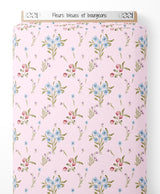 Tissu - Fleurs bleues et bourgeons