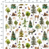 Tissu - Animaux et arbres aquarelle