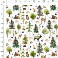 Tissu - Animaux et arbres aquarelle