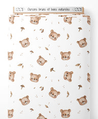 Tissu - Oursons bruns et baies naturelles