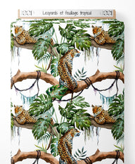 Tissu - Léopards et feuillage tropical