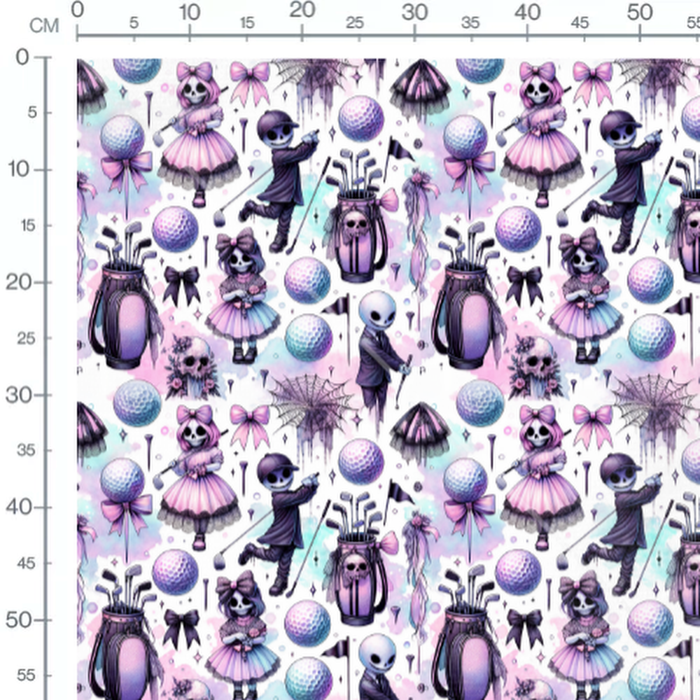 Tissu - Squelettes golf halloween