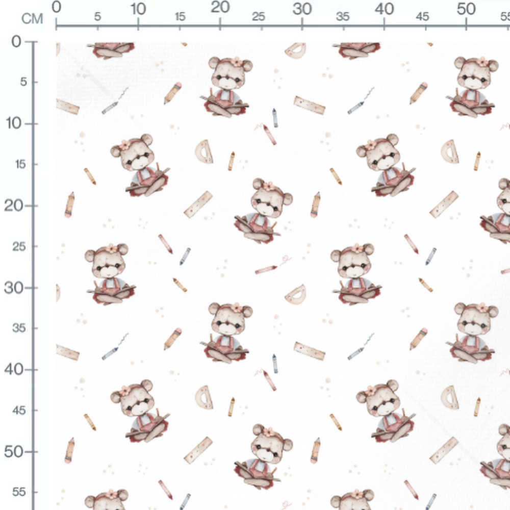 Tissu - Ours dessinant avec crayons