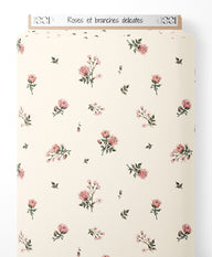 Tissu - Roses et branches délicates
