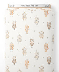 Tissu - Petits robots sur fond clair