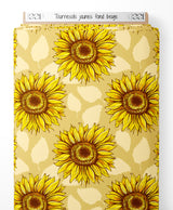 Tissu - Tournesols jaunes sur fond beige