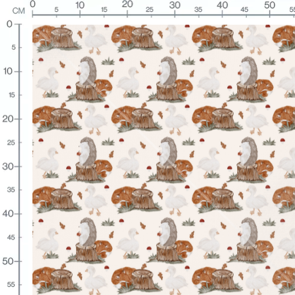 Tissu - Hérissons et canards joyeux