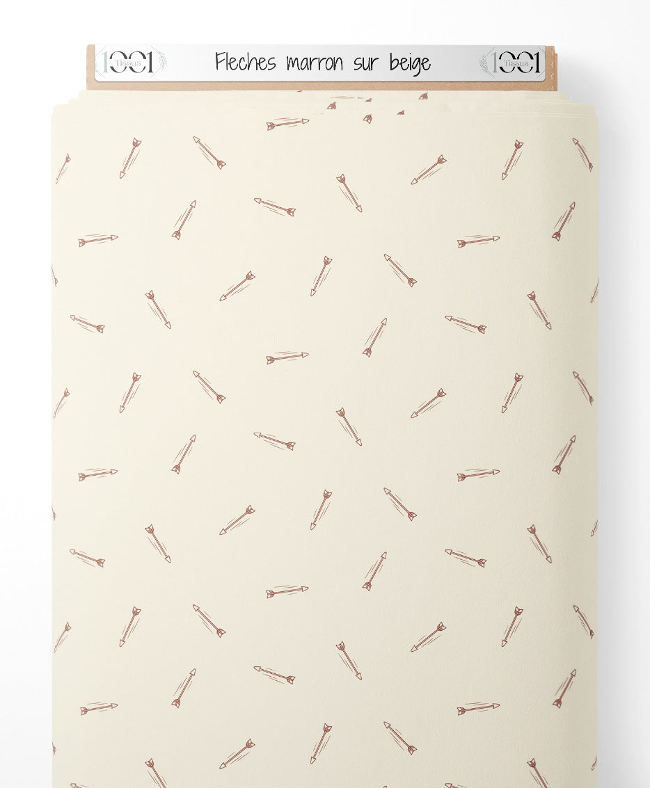 Tissu - Flèches marron sur beige