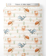 Tissu - Méduses et étoiles rayées