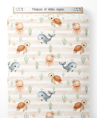 Tissu - Méduses et étoiles rayées