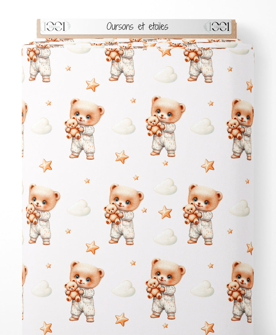 Tissu - Oursons et étoiles