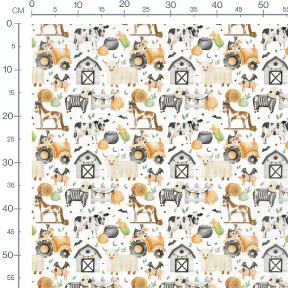 Tissu - Animaux de ferme Halloween
