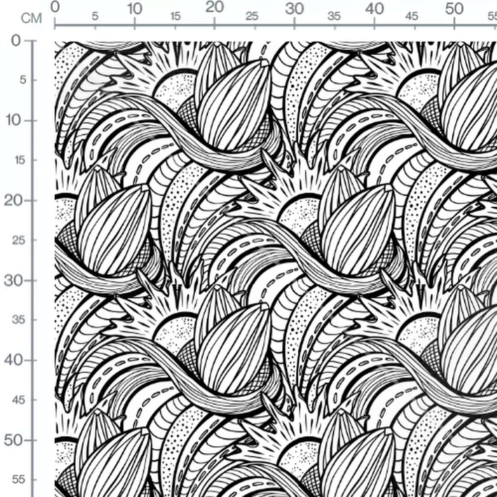 Tissu - Motif abstrait noir et blanc