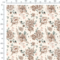 Tissu - Fleurs beige sur fond crème 2