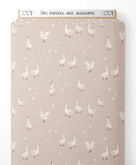Tissu - Oies blanches avec accessoires