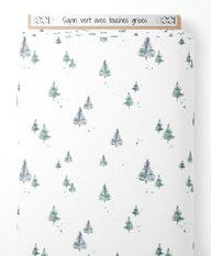 Tissu - Sapin vert avec touches grises