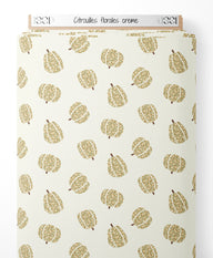 Tissu - Citrouilles florales crème