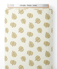 Tissu - Citrouilles florales crème