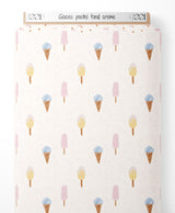 Tissu - Glaces pastel sur fond crème