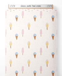 Tissu - Glaces pastel sur fond crème