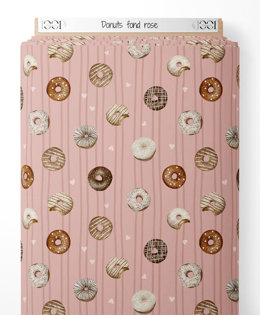 Tissu - Donuts sur fond rose
