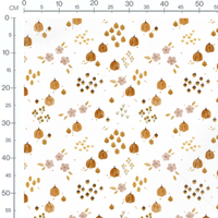 Tissu - Citrouilles et fleurs roses