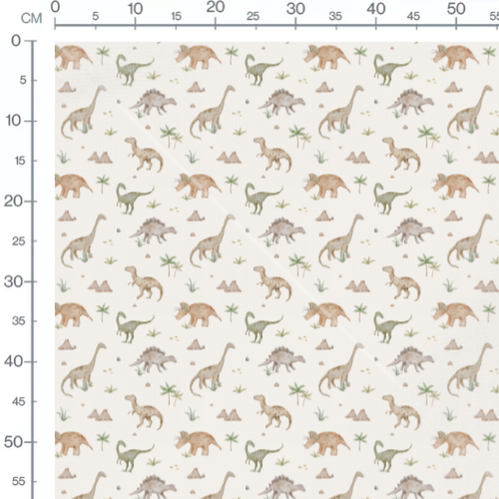 Tissu - Dinosaures marron et vert