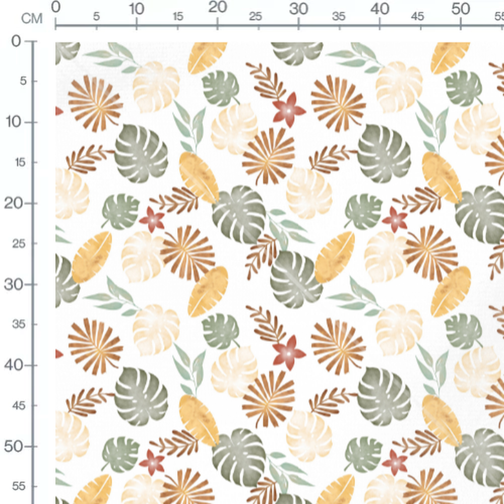 Tissu - Feuilles tropicales colorées