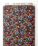 Tissu - Fleurs aquarelle sur fond noir