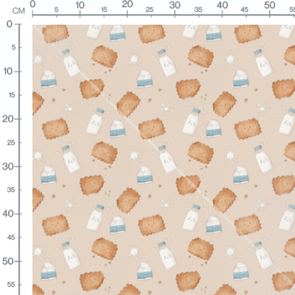 Tissu - Biscuits souriants sur beige