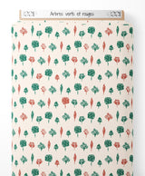 Tissu - Arbres verts et rouges