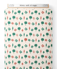 Tissu - Arbres verts et rouges