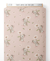Tissu - Souris grises sur rose pâle