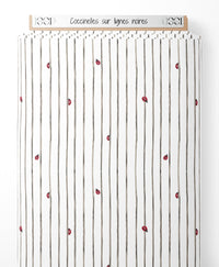 Tissu - Coccinelles sur lignes noires