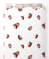 Tissu - Fraises entières et coupées