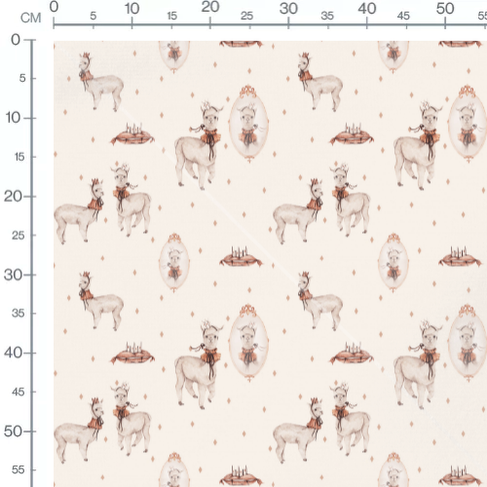 Tissu - Lamas avec rubans sur beige