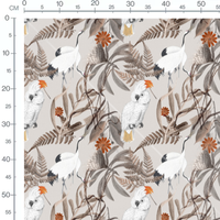 Tissu - Oiseaux et feuillages exotiques