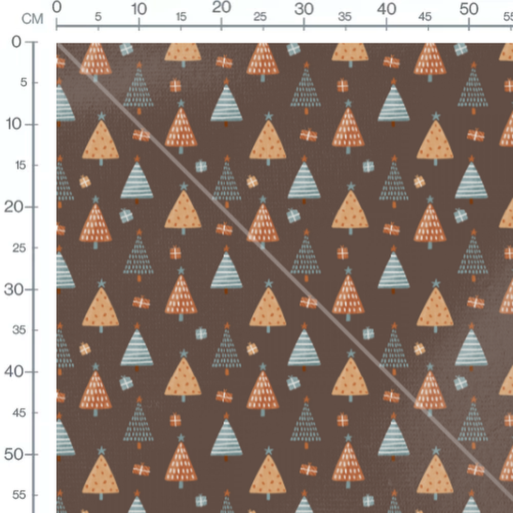 Tissu - Sapin et cadeaux marron