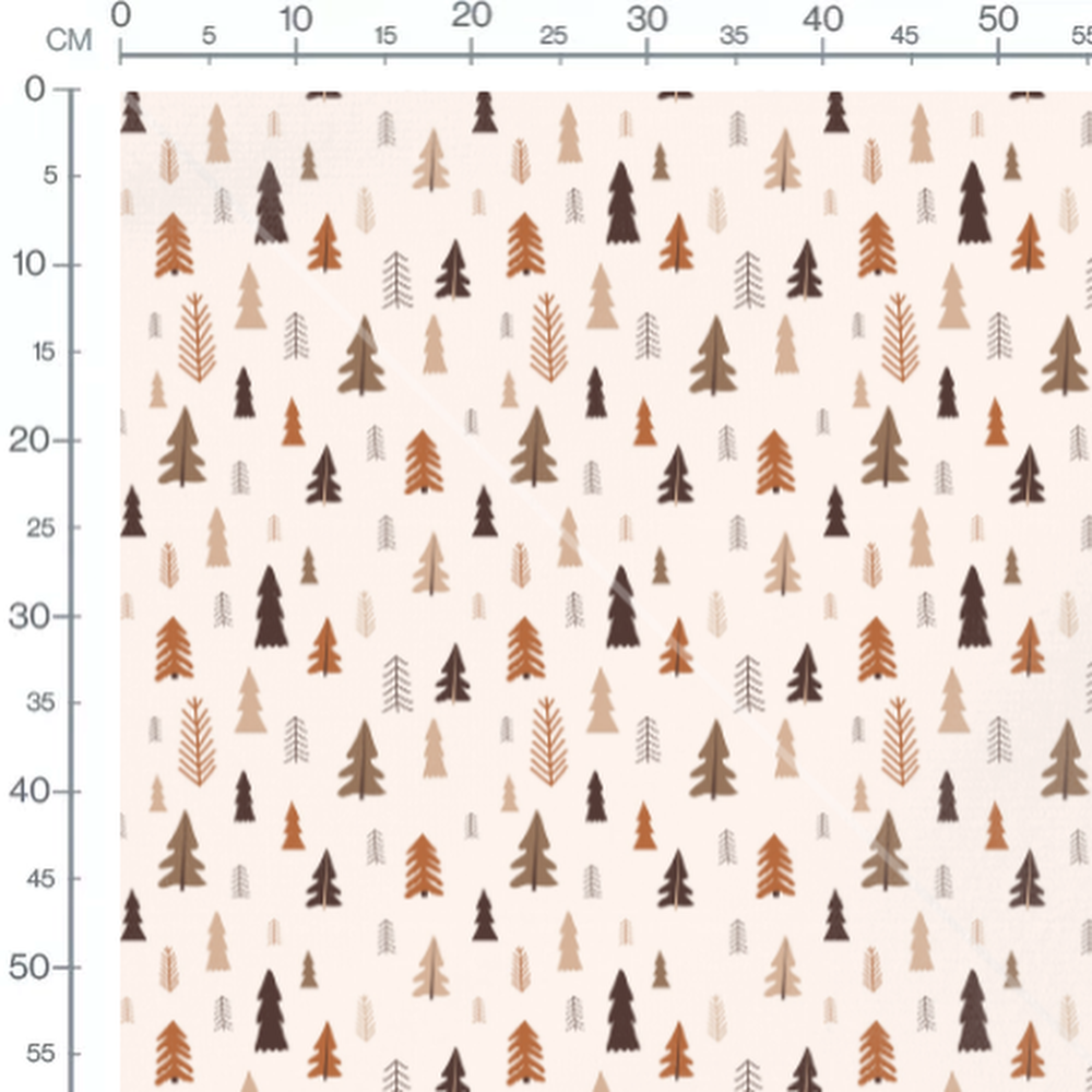 Tissu - Sapins marron et beige