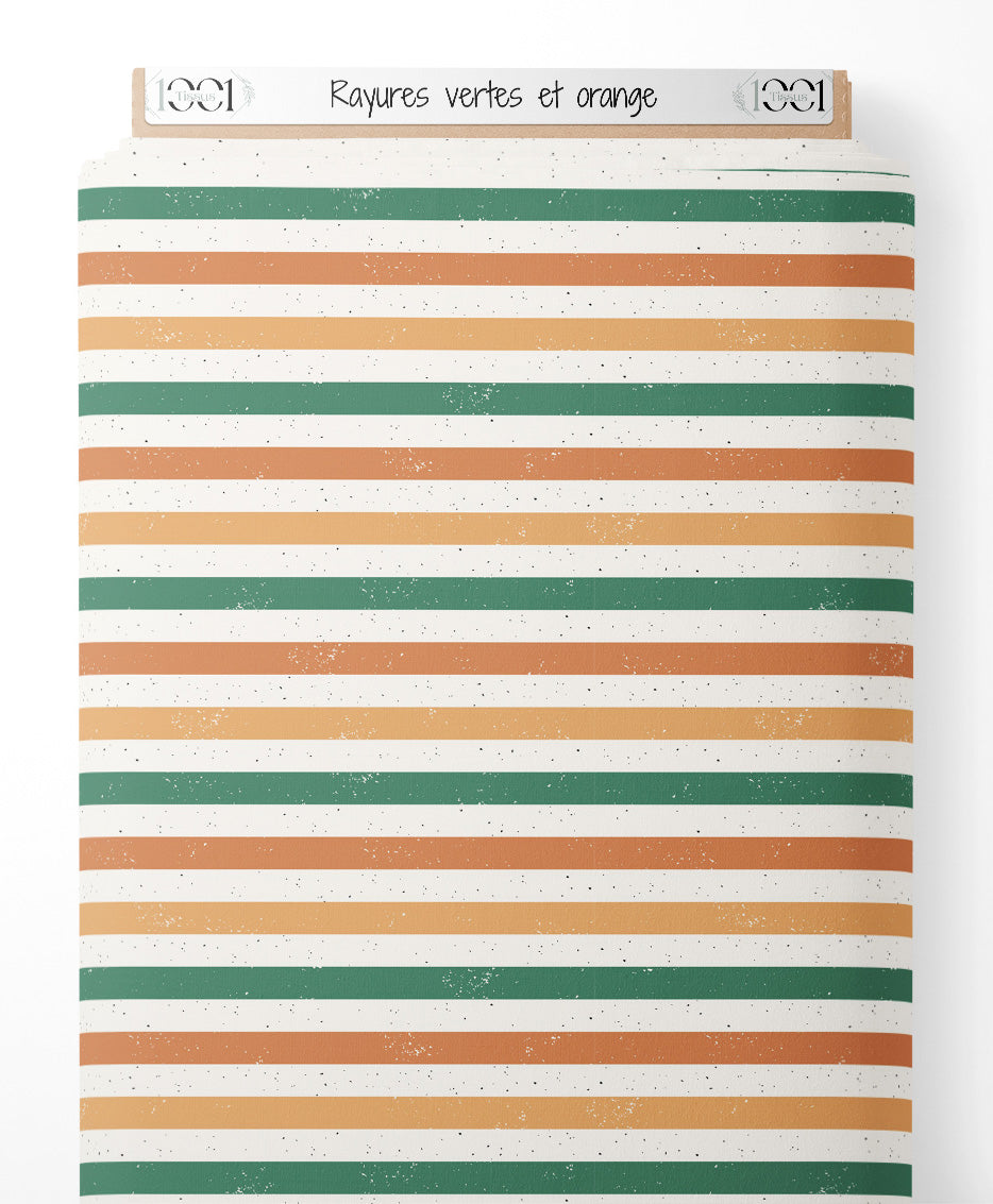 Tissu - Rayures vertes et orange
