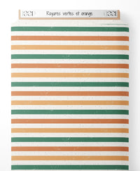 Tissu - Rayures vertes et orange
