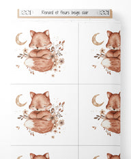 Tissu - Renard et fleurs beige clair