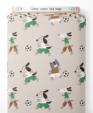 Tissu - Chiens colorés sur fond beige