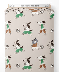 Tissu - Chiens colorés sur fond beige