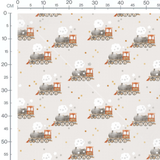 Tissu - Trains vapeur et étoiles