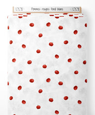 Tissu - Pommes rouges sur fond blanc
