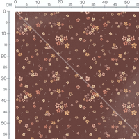 Tissu - Fleurs pastel variées sur brun