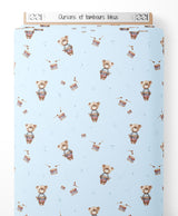 Tissu - Oursons et tambours bleus