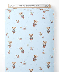Tissu - Oursons et tambours bleus